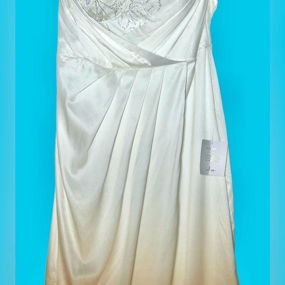 NWT Lulus Heidy White Satin Beaded Strapless Maxi Dress, Size Medium - Picture 8 of 15